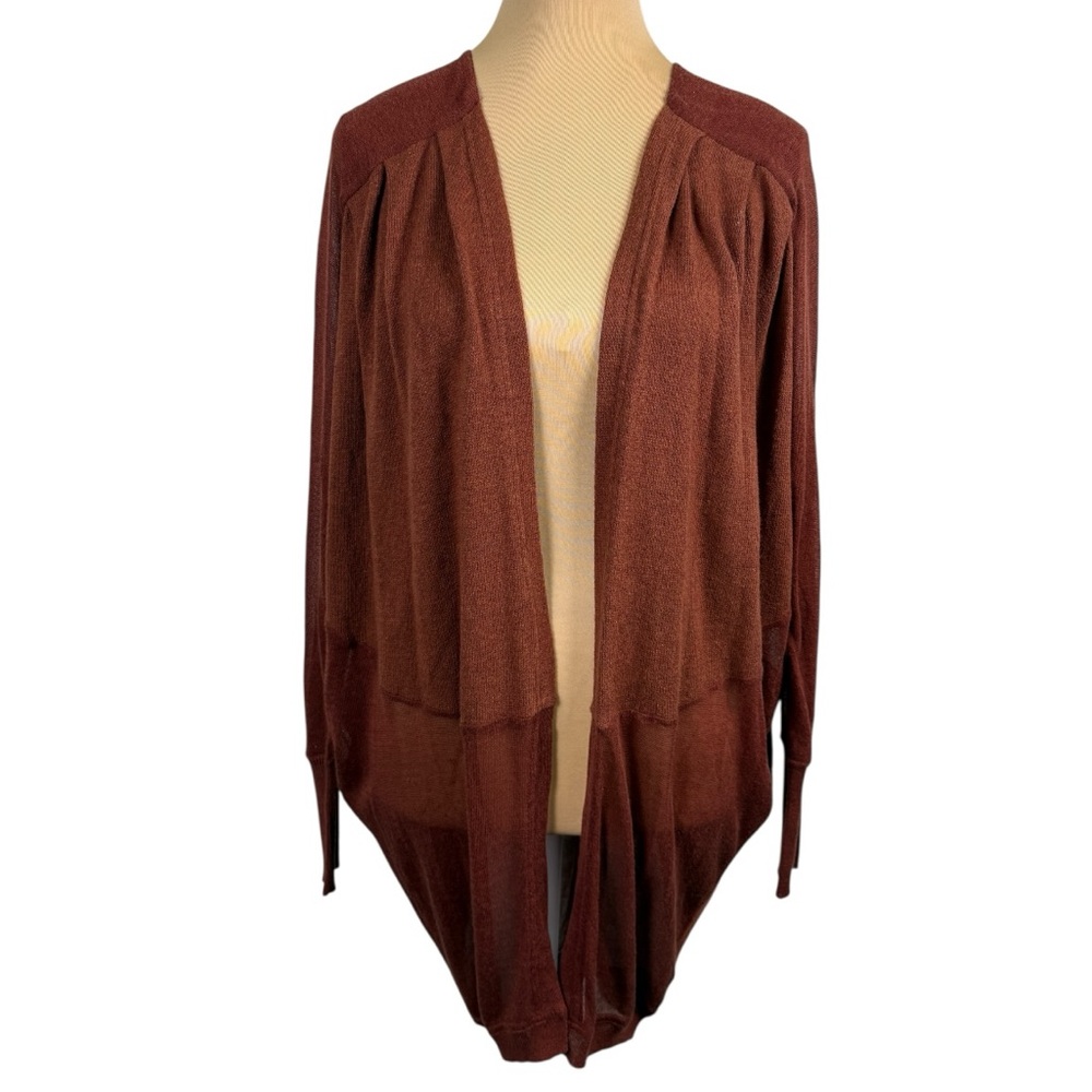 Anthropologie Angel of the North Draped Cardigan Sweater Rust Brown XS